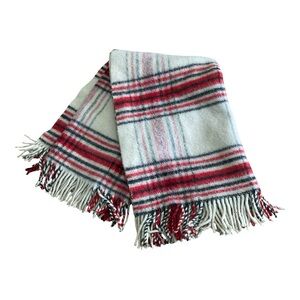 Wool Tartan Plaid Blanket Throw Size 54”x47” UNBRANDED Cabincore  Picnic